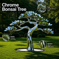 Sculpture d'arbre moderne en acier inoxydable poli miroir, soudée, pour l'aménagement paysager extérieur de jardins, parcs, hôtels et villas, statue artistique