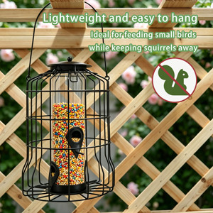 Comedero para Pájaros Colgante a Prueba de Ardillas, Elegante Comedero de Metal y Plástico Impermeable para Jardín con Asa de Alambre de Hierro - Product Image 2