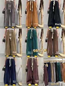 <span class=keywords><strong>Pantalon</strong></span> large en <span class=keywords><strong>velours</strong></span> côtelé à taille élastique, coupe ample, longueur intégrale, style vintage, nouvelle arrivée, décontracté et élégant pour femmes - Product Image 6