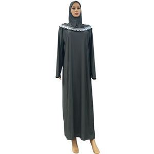 Abaya de Ramadan en <span class=keywords><strong>dentelle</strong></span> pour femmes, Robe de prière, Hijab, Jilbab, Kaftan, Robe longue, vêtements islamiques, <span class=keywords><strong>Djellaba</strong></span> - Product Image 4