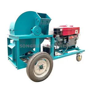 Industrial Wood Sawdust Making Chipper Machine Tree Branches Shredder Hammer Mill Diesel Wood Log Crusher