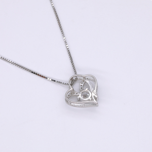 فضة 925 القلب كريستال قلادة قلادة للنساء المجوهرات بالجملة هدية للأم ابنة قلادة - Product Image 4