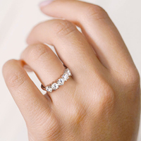 Cadeaux d'anniversaire, bague de mariage en argent sterling 925 plaqué or blanc 14 carats avec 5 pierres de moissanite D VVS créées en laboratoire, bijoux pour femmes
