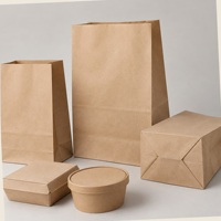 Sacs en papier kraft SOS imprimés sur mesure sans poignées pour la vente à emporter, emballage kraft uni pour la vente à emporter, vente en gros B2B