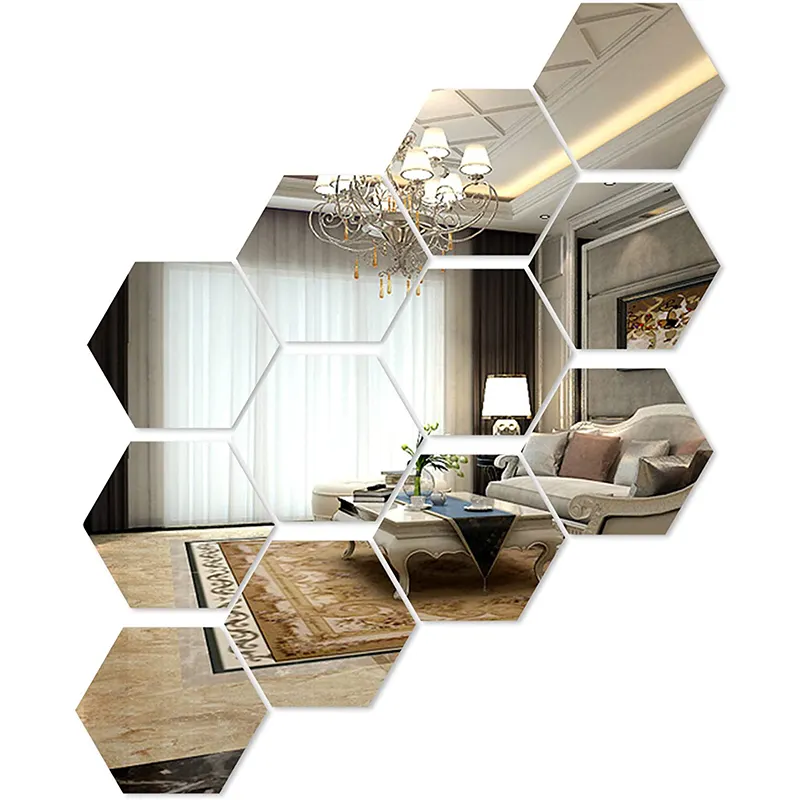 Ali Drop Shipping 12pc/set Living Room Bedroom Decor Removable Acrylic Mirror Sticker Wall Decal Vinyl 3D Mirror Wall Sticker