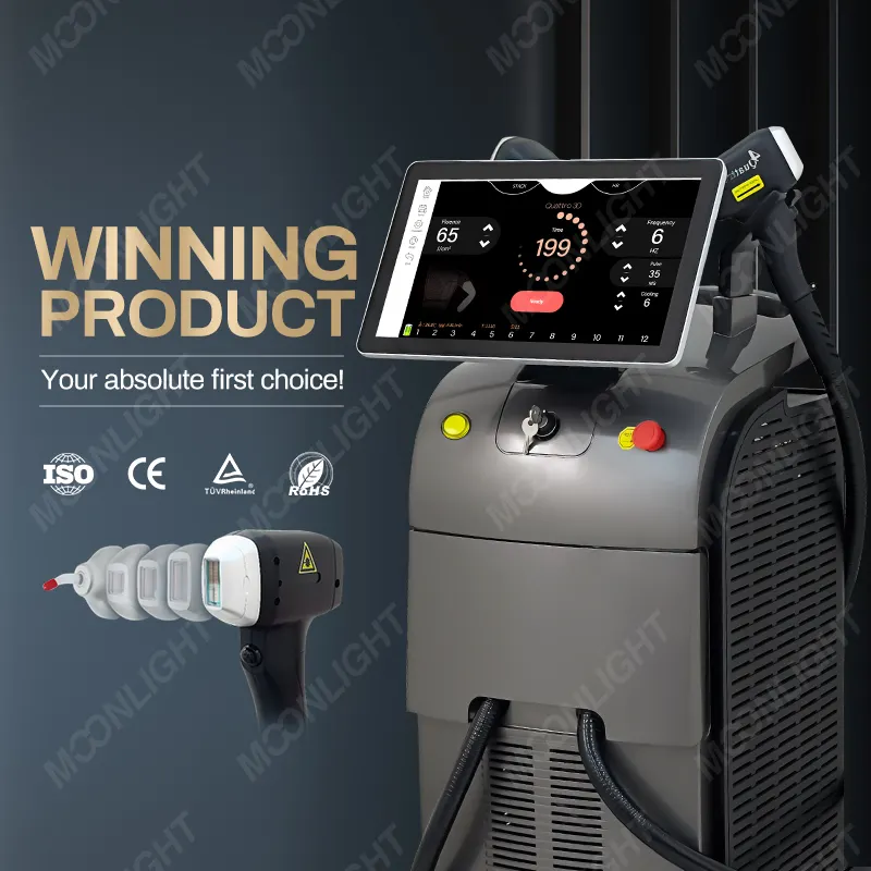 808 non-cristal 2023 oem 2 en 1 diode laser épilation machine dm40p en espagne avec écran lcd main