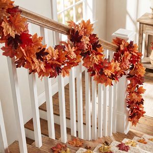 Guirlande de feuilles d'érable artificielles 100cm-200cm, fleurs en soie, décoration d'automne pour escalier et cheminée - Product Image 1