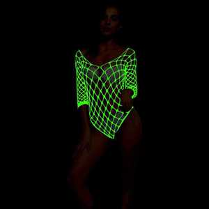 Europese sexy lingerie fluorescerende nachtjurk afslankende gloeiende holle nachtjapon pole dance kleding bodystocking lingerie - Product Image 2