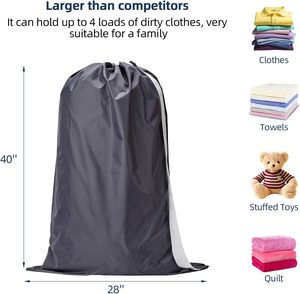 Borsa per il bucato in nylon personalizzabile con logo, con tracolla, pieghevole, grande capacità per vestiti, per casa e università - Product Image 4