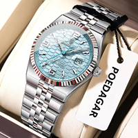 Reloj de Cuarzo para Mujer Poedagar 502, Esfera Azul Hielo con Diseño de Panal de Abeja, Correa de Acero Inoxidable, Casual, de Negocios, Resistente al Agua, con Fecha
