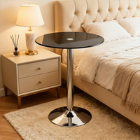 Table basse ronde moderne en verre trempé transparent, hauteur réglable, meuble de salon portable à vendre