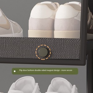 Zapatero transparente duradero para puerta de casa, estante a prueba de polvo de varios pisos, almacenamiento de armario Simple, muebles de Metal modernos para - Product Image 3