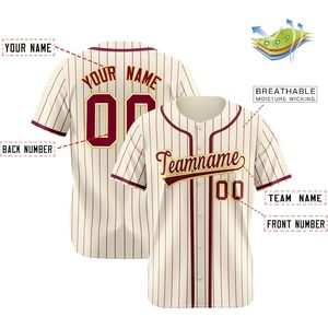 Maillot de baseball personnalisé à rayures fines, unisexe, pour adulte, avec nom et numéro personnalisés, boutonné, anti-humidité, nom de l'équipe 00 - Product Image 2