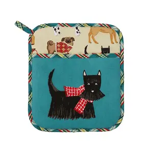 Multifunctionele Custom Dier Patroon Print Oven Mitt Katoen Potholders Pannenlap Met Pocket