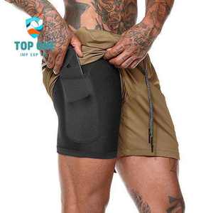 Pantalones cortos para correr TopOne para hombre, pantalones cortos de entrenamiento 2 en 1 para gimnasio de secado rápido para hombres con bolsillos para teléfono - Product Image 4