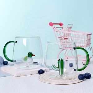 Neuankömmling 3D Neuheit Tier pflanze in Glas Kaffeetasse Niedliche Trinkgläser Milch becher mit farbigem Griff - Product Image 6
