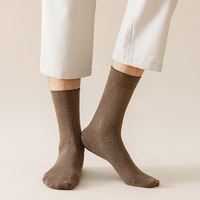 Chaussettes sans couture à double aiguille 200 aiguilles en coton sans couture pour homme, mi-mollet, antibactériennes et respirantes, automne-hiver