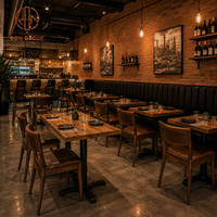 Ensemble de mobilier de restaurant commercial Ron Group : table carrée en bois, chaise rembourrée, banquette en cuir à dossier haut