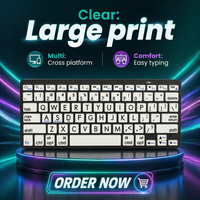 Pasokan Pabrik Keyboard 78 Tombol Huruf Besar Kontras Tinggi Keyboard Mini BT untuk Lansia untuk IOS Android Windows