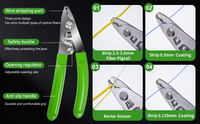 VAEYI Dénudeur de fibre optique 4-en-1 avec ciseaux Kevlar, pince à dénuder multi-ports pour fibres de 2,0/3,0 mm et revêtement de 0,125 mm