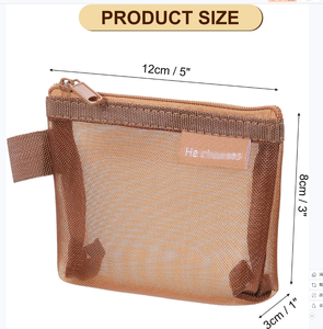 מיני רוכסן איפור רשת רשת קוסמטיקה שקיות אחסון עבור אוזניות כרטיס אשראי שפתון מתנה תיק - Product Image 4