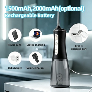 Nettoyeur <span class=keywords><strong>dentaire</strong></span> sans fil noir à <span class=keywords><strong>jet</strong></span> d'eau 300 ml, rechargeable, IPX7, 4 modes, pour usage domestique et voyage, <span class=keywords><strong>meilleur</strong></span> irrigateur buccal, brossette <span class=keywords><strong>dentaire</strong></span> - Product Image 5