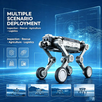 Robot chien quadrupède sur roues tout-terrain, conception à roues et jambes, contrôlé par PLC, pompe à engrenages haute vitesse, roulement pour inspection et sauvetage