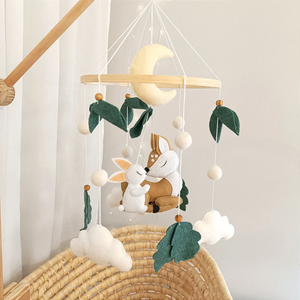In vendita a mano su misura colore splendido feltro teddy vivaio bambino culla mobile con anello di legno - Product Image 2