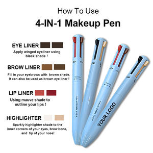 Stylo de maquillage polyvalent 4 en 1 imperméable personnalisé en gros, surligneur pour les yeux, rouge à lèvres longue durée, <span class=keywords><strong>crayon</strong></span> à sourcils à marque privée, stylo de maquillage - Product Image 5