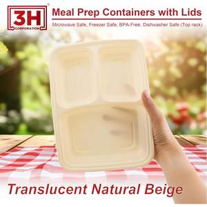 Recipientes para preparar comidas con 3 compartimentos [paquete de 150, 33 oz] con tapas, reutilizables, recipientes para llevar comida, aptos para microondas/lavavajillas/congelador - Product Image 1