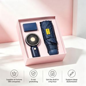 Coffrets cadeaux FUXI ODM/OEM personnalisés, combinaisons de couleurs multiples, coffret cadeau pour mariage, anniversaire, entreprise avec mini parapluie et ventilateur - Product Image 1