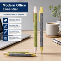 Pulpen Klik Tabung Kertas Bambu Motif Kain 1.0mm Logo Custom Ramah Lingkungan Unik Hadiah Promosi Kantor Sekolah