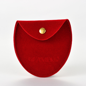 GLAMPKG Custom Printed LOGO Thickened Double-Sided Gold Button Velvet Ring Oval Pouch Velvet Jewelry Pouch Packaging Bag - Product Image 6