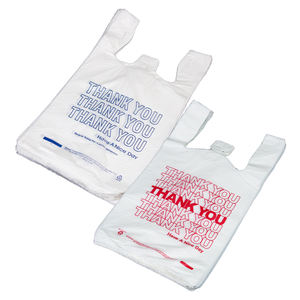 T-shirt de remerciement imprimé personnalisé Sacs à provisions en plastique de transporteur Sacs de chemise avec merci - Product Image 6