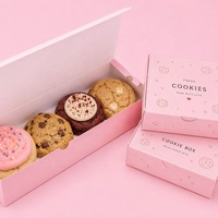 Boîte à biscuits rose personnalisée avec impression de logo, emballage alimentaire en papier de qualité alimentaire pour biscuits, beignets, brownies et desserts à emporter