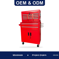 Armoire à outils directe usine avec coffre supérieur intégré, tiroirs et portes verrouillables en acier, logo personnalisé, pour acheteurs en gros