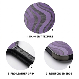 Pala de Pickleball Profesional AVYA Aura Purple Wave T700 de <span class=keywords><strong>Fibra</strong></span> de Carbono Cruda con Núcleo de 16 mm AVYA-AURA-AD-C16-072 - Product Image 4