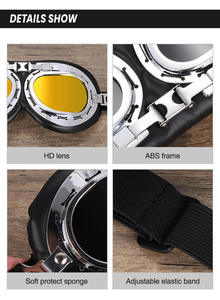 الرجعية خمر دراجة نارية سكوتر خوذة نظارات نظارات steampunt لركوب الدراجات كروزر دراجة طيار ركوب النظارات - Product Image 6