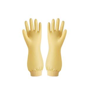 ถุงมือล้างจานสำหรับผู้หญิง ถุงมือยางกันน้ำแบบหนา แขนยาว สำหรับทำความสะอาดในครัวเรือน ใช้ในครัว สีพื้น - Product Image 2