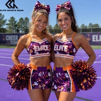Ensemble de cheerleading sur le thème d'Halloween : Ensemble de réchauffement, Pompons, Sac à nœuds, Chaussons, Soutien-gorge de danse, Short, Survêtement pour l'entraînement et la pratique à l'école de danse