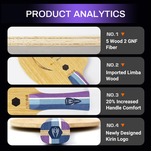 Nueva Llegada 2025, KIRIN 5Pro, Madera de <span class=keywords><strong>Limba</strong></span> Importada, Hoja Profesional de Tenis de Mesa para Entrenamiento Avanzado de Ping Pong - Product Image 5
