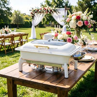Kommerzieller 9L Weißer Rechteckiger Hydraulischer Chafing Dish für Minimalistische Hochzeiten, Hotelbuffets & Suppenwärmebehälter