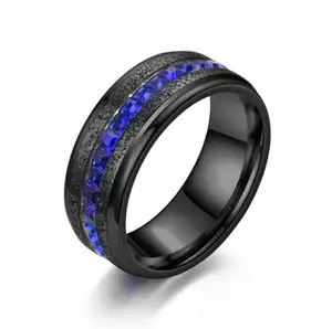Дешевые кольца из нержавеющей стали с зеленым камнем, черное обручальное кольцо для мужчин