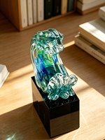 Trophée Thème Vagues Océaniques en Cristal Scintillant – Conception Gratuite pour la Reconnaissance des Employés d'Entreprise, les Récompenses de Lideraçage et les Réunions Annuelles