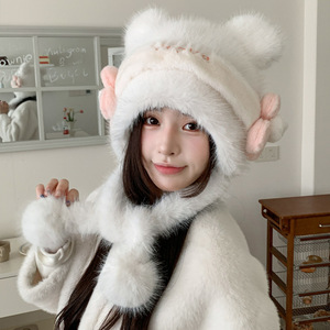 <b>Winter</b> Bear Ear Plush Hat Fleece Lined Thickened Ski <b>Cap</b> Keep Warm Adult <b>Winter</b> Lei Feng Hat - Product Image 4