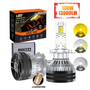 REDSEA Lampadina LED per <span class=keywords><strong>Fari</strong></span> Auto ad Alta Potenza R2T 130W 13000LM 3 Colori H4 H7 H11 con Chip 3570CSP - Product Image 1