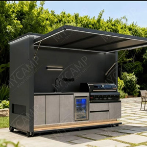 Meuble de cuisine extérieur modulaire en MDF mélaminé, contemporain, mural, rectangulaire, surface en membrane PVC - Product Image 3
