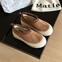 Sepatu Bot Pendek All-in-one Langsung dari Pabrik dengan Sol Tebal Berlapis Bulu Domba Hangat untuk Musim Dingin Baru, Berlapis Bulu Wol, Kulit Ringan, Unisex
