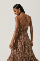 Robe longue personnalisable à imprimé léopard, bretelles spaghetti, col cœur, à volants