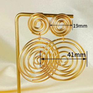 Pendientes Elegantes de Acero Inoxidable 304 Chapados en Oro de 18K con Patrón Circular en Espiral, Joyería Clásica que No se Destiñe para Mujer para Uso Diario - Product Image 4